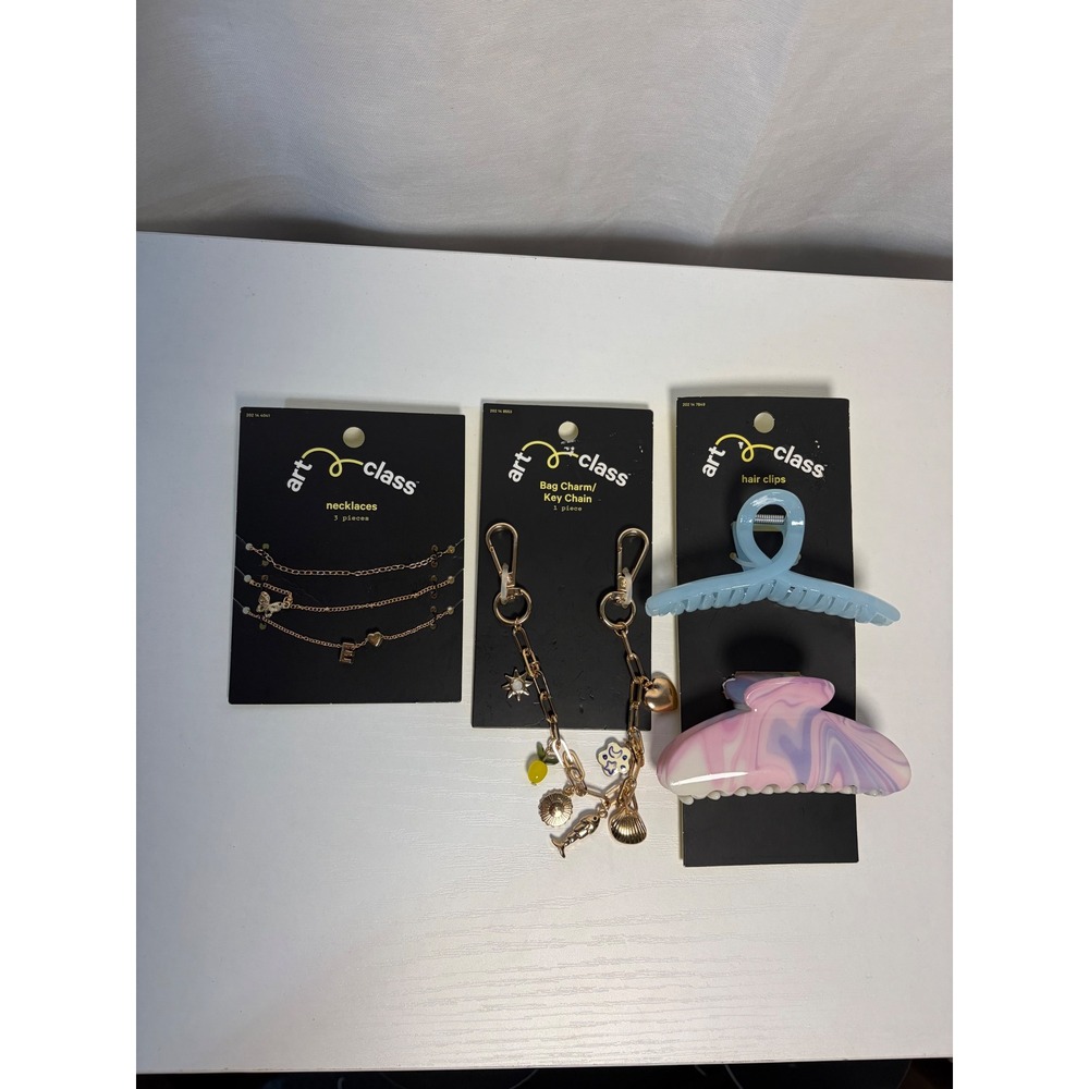 Art Class Girls Accessory Bundle Necklaces Bag Charm Hair Clips 6pc Set NWT